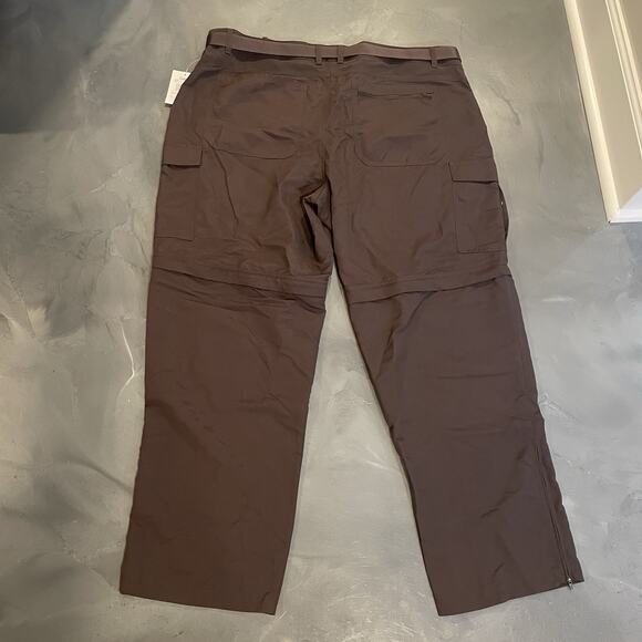 Cabela’s Convertible Cargo Pants Men 42x30 Belted Classic Fit Ankle Zip Brown - Picture 9 of 10